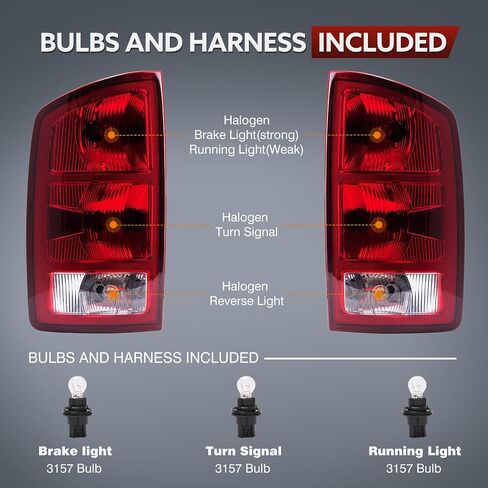 VVAVV Premium LED Tail Lights Compatible for 2002-2006 Dodge Ram 1500/2003-2006 Dodge Ram 2500 3500 Not Compatible for original car LED models（ONLY original car halogen lamps） in Saudi Arabia