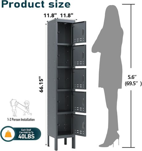 خزانة معدنية مع 5 أبواب ، خزائن للموظفين ، خزانة تخزين الصلب 66 '' in Kuwait