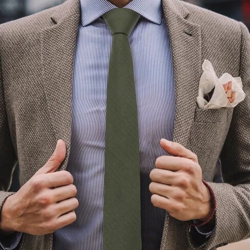 Skinny Ties for Men, Cotton Cashmere Wool Mens Tie Solid Necktie Slim Neck Ties for Wedding Party Mission Groomsmen in Saudi Arabia