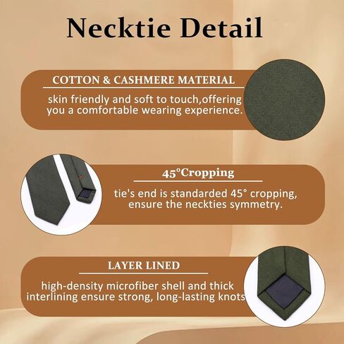 Skinny Ties for Men, Cotton Cashmere Wool Mens Tie Solid Necktie Slim Neck Ties for Wedding Party Mission Groomsmen in Saudi Arabia