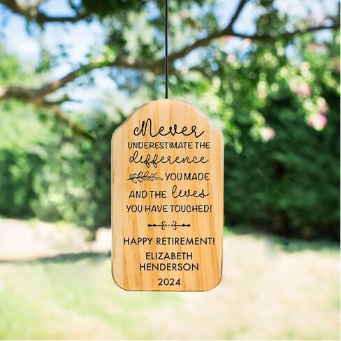 Personalized Retirement Wind Chime - Customizable with Name, Last Name, and Retirement Date - 37 Inches, 5 Designs, 2 Color Options Brown & Black (BLACK) in Kuwait