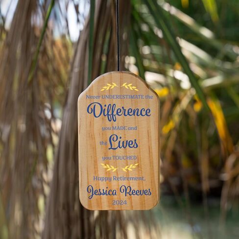 Personalized Retirement Wind Chime - Customizable with Name, Last Name, and Retirement Date - 37 Inches, 5 Designs, 2 Color Options Brown & Black (BLACK) in Kuwait