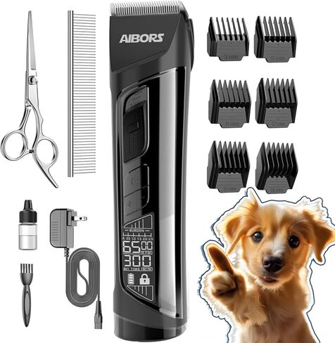 Dog Clippers for Grooming, 2600mAh 5-Speed Dog Grooming Clippers with LCD Display, Low Noise, Cordless Pet Hair Clippers Trimmer for Dogs in Saudi Arabia