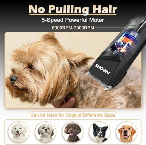 Dog Clippers for Grooming, 2600mAh 5-Speed Dog Grooming Clippers with LCD Display, Low Noise, Cordless Pet Hair Clippers Trimmer for Dogs in Saudi Arabia