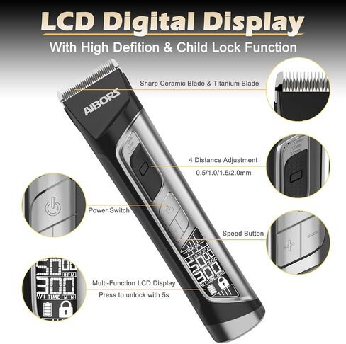 Dog Clippers for Grooming, 2600mAh 5-Speed Dog Grooming Clippers with LCD Display, Low Noise, Cordless Pet Hair Clippers Trimmer for Dogs in Saudi Arabia