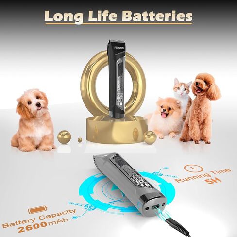 Dog Clippers for Grooming, 2600mAh 5-Speed Dog Grooming Clippers with LCD Display, Low Noise, Cordless Pet Hair Clippers Trimmer for Dogs in Saudi Arabia