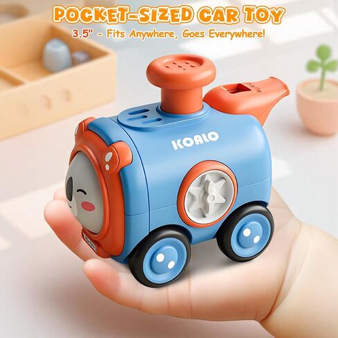 Baby Train Car Toys for Toddler 1-3, 4PCS Press to Go Push Car, Infant Play Whistle Vehicle Toy Set for 12-18 Months, 1st Birthday Christmas Easter Gifts for 1-2 Years Old Boys in Kuwait