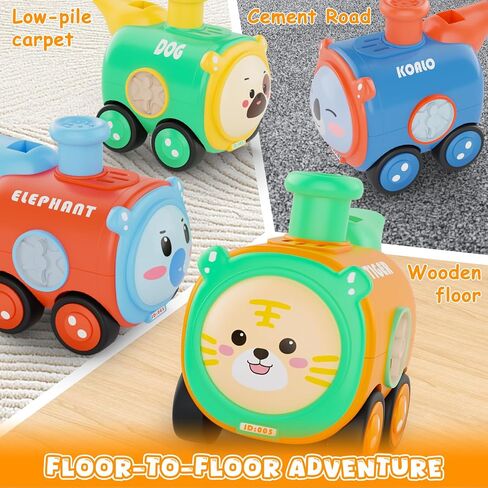 Baby Train Car Toys for Toddler 1-3, 4PCS Press to Go Push Car, Infant Play Whistle Vehicle Toy Set for 12-18 Months, 1st Birthday Christmas Easter Gifts for 1-2 Years Old Boys in Kuwait