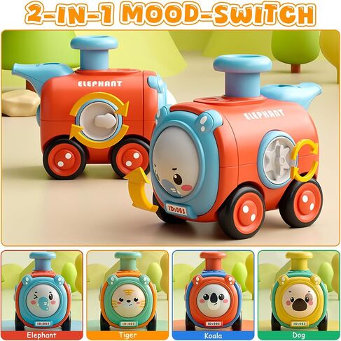 Baby Train Car Toys for Toddler 1-3, 4PCS Press to Go Push Car, Infant Play Whistle Vehicle Toy Set for 12-18 Months, 1st Birthday Christmas Easter Gifts for 1-2 Years Old Boys in Kuwait