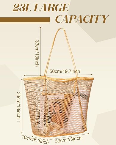 6 Pieces Mesh Beach Tote Bag for Women Summer Waterproof Pool Bag Mesh Beach Bags Waterproof Sandproof Shoulder Bag for Beach Travel Vacation Shopping Picnic Swimming in Saudi Arabia