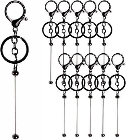 phnydreg 10Pcs Beadable Keychains Bars Silver Beadable Keychains Making Kits for DIY Crafts Thank You Gifts in Saudi Arabia