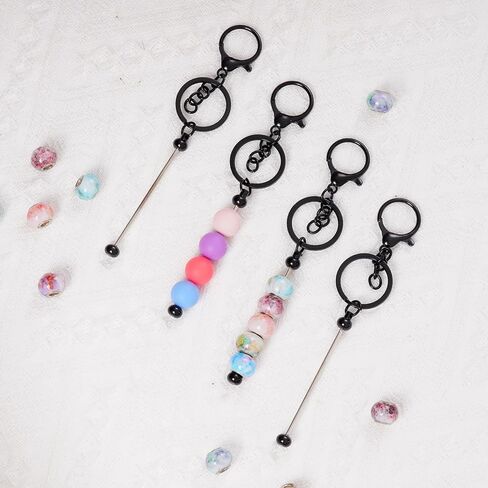 phnydreg 10Pcs Beadable Keychains Bars Silver Beadable Keychains Making Kits for DIY Crafts Thank You Gifts in Saudi Arabia