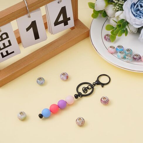 phnydreg 10Pcs Beadable Keychains Bars Silver Beadable Keychains Making Kits for DIY Crafts Thank You Gifts in Saudi Arabia