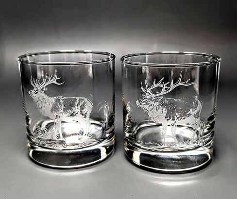 Badger N Bow Elk Wildlife Sand Glasse Classes مجموعة من 2 in Kuwait