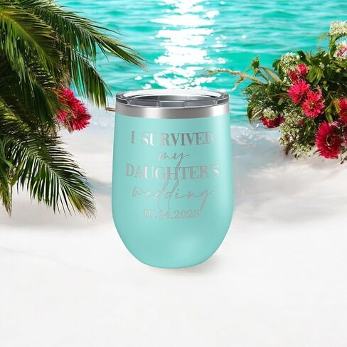 Alterd Industries I Survived My Daughter's Wedding - Wine Tumbler | parent wedding thank you gifts | Father of The Bride | Mother of the Bride | mother of the groom gifts (Mint) in Kuwait