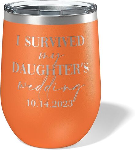 Alterd Industries I Survived My Daughter's Wedding - Wine Tumbler | parent wedding thank you gifts | Father of The Bride | Mother of the Bride | mother of the groom gifts (Mint) in Kuwait