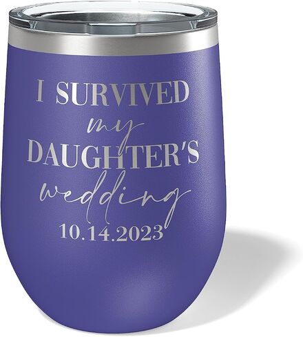 Alterd Industries I Survived My Daughter's Wedding - Wine Tumbler | parent wedding thank you gifts | Father of The Bride | Mother of the Bride | mother of the groom gifts (Mint) in Kuwait