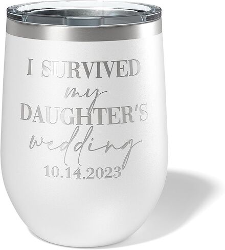 Alterd Industries I Survived My Daughter's Wedding - Wine Tumbler | parent wedding thank you gifts | Father of The Bride | Mother of the Bride | mother of the groom gifts (Mint) in Kuwait
