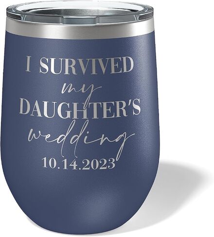 Alterd Industries I Survived My Daughter's Wedding - Wine Tumbler | parent wedding thank you gifts | Father of The Bride | Mother of the Bride | mother of the groom gifts (Mint) in Kuwait