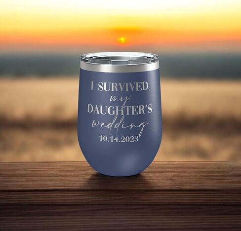 Alterd Industries I Survived My Daughter's Wedding - Wine Tumbler | parent wedding thank you gifts | Father of The Bride | Mother of the Bride | mother of the groom gifts (Mint) in Kuwait