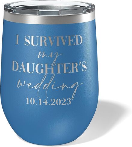 Alterd Industries I Survived My Daughter's Wedding - Wine Tumbler | parent wedding thank you gifts | Father of The Bride | Mother of the Bride | mother of the groom gifts (Mint) in Kuwait