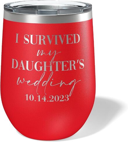 Alterd Industries I Survived My Daughter's Wedding - Wine Tumbler | parent wedding thank you gifts | Father of The Bride | Mother of the Bride | mother of the groom gifts (Mint) in Kuwait