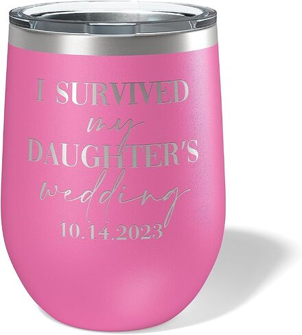 Alterd Industries I Survived My Daughter's Wedding - Wine Tumbler | parent wedding thank you gifts | Father of The Bride | Mother of the Bride | mother of the groom gifts (Mint) in Kuwait
