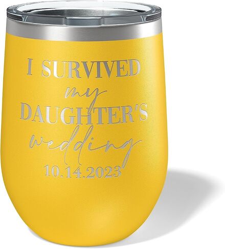 Alterd Industries I Survived My Daughter's Wedding - Wine Tumbler | parent wedding thank you gifts | Father of The Bride | Mother of the Bride | mother of the groom gifts (Mint) in Kuwait