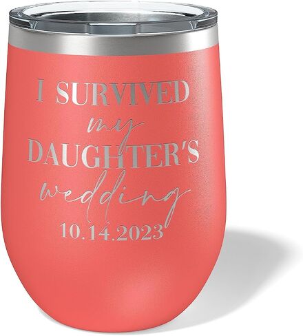 Alterd Industries I Survived My Daughter's Wedding - Wine Tumbler | parent wedding thank you gifts | Father of The Bride | Mother of the Bride | mother of the groom gifts (Mint) in Kuwait
