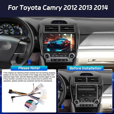 [8 Core 4+64] Android 13 Car Stereo for Toyota Camry 2012 2013 2014-10 inch IPS Touchscreen Radio with Carplay & Android Auto - 4G SIM Card/DSP 32EQ / FM AM RDS/Bluetooth 5.1 + AHD Backup Camera in Saudi Arabia