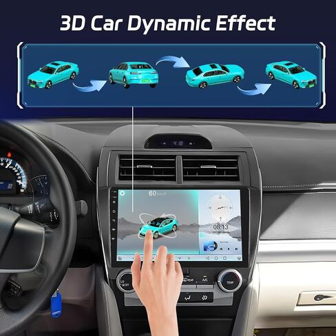 [8 Core 4+64] Android 13 Car Stereo for Toyota Camry 2012 2013 2014-10 inch IPS Touchscreen Radio with Carplay & Android Auto - 4G SIM Card/DSP 32EQ / FM AM RDS/Bluetooth 5.1 + AHD Backup Camera in Saudi Arabia