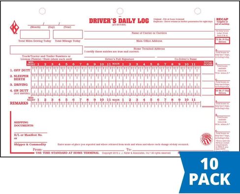 Deluxe Duplicate Driver Daily Log 10-pk. with Detailed DVIR & Daily Recap - Shrinkwrapped Loose-Leaf Format, 2-Ply with Carbon, 8.5" x 5.5", 31 Sets of Forms Per Unit, J. J. Keller & Associates, Inc. in Saudi Arabia