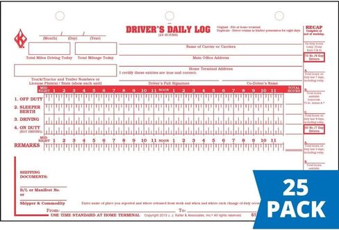 Deluxe Duplicate Driver Daily Log 10-pk. with Detailed DVIR & Daily Recap - Shrinkwrapped Loose-Leaf Format, 2-Ply with Carbon, 8.5" x 5.5", 31 Sets of Forms Per Unit, J. J. Keller & Associates, Inc. in Saudi Arabia