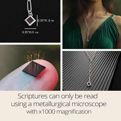 Christian Jewelry with Smallest Nano Bible - on Tiny Square Charm Pendant - Paperclip Y Neklace for Women with Entire KJV New Testament Holy Scriptures, 20" Stainless Steel Chain in Saudi Arabia