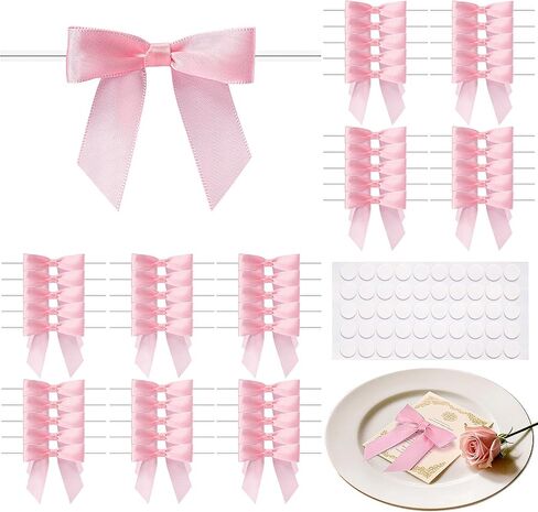 50pcs Mini Pink Bows 2.75 inch satin satin twist أقواس Tipt Toip لأغليف الهدايا ، عيد ميلاد ، ذكرى الذكرى السنوية والتخرج in Kuwait