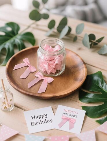 50pcs Mini Pink Bows 2.75 inch satin satin twist أقواس Tipt Toip لأغليف الهدايا ، عيد ميلاد ، ذكرى الذكرى السنوية والتخرج in Kuwait