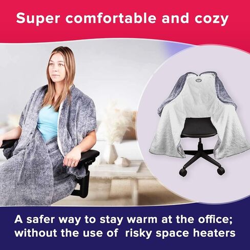 The Original Office Chair Blanket by SnuggleBack; Cozy Comfy Office Desk Chair Wrap Attaches for Convenient Heat and Hands-Free. Stay Warm In The Winter or Summer. Black Faux Fur with Sherpa Fleece in Saudi Arabia