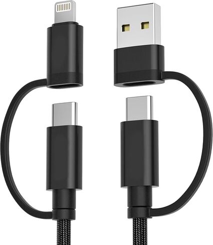 كابل Basesailor 4 في 1 USB C إلى USB C بطول 10 أقدام، 60 وات سلك شاحن متعدد الشحن مع محول USB-A/IOS/النوع C لهاتف iPhone 16 15 14 13 Plus Max، Car Play، Apple iWatch 9 8، MacBook Pro، آي باد إير، S24 S23 22 in Saudi Arabia