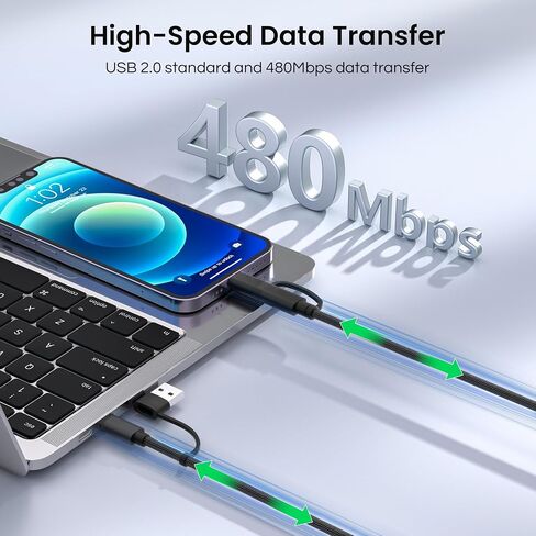 كابل Basesailor 4 في 1 USB C إلى USB C بطول 10 أقدام، 60 وات سلك شاحن متعدد الشحن مع محول USB-A/IOS/النوع C لهاتف iPhone 16 15 14 13 Plus Max، Car Play، Apple iWatch 9 8، MacBook Pro، آي باد إير، S24 S23 22 in Saudi Arabia