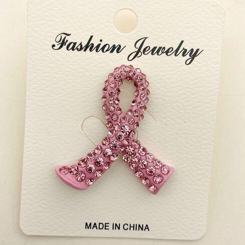 Awareness Red Ribbon Rhinestone Crystal Lapel Pins for HIV/AIDS/Addiction 3.2*3.4cm in Saudi Arabia