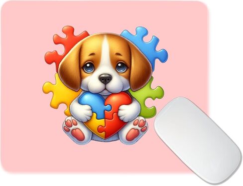 Mousepad لطيف الكلب التوحد Autism Heart Pad Pad Computer Accessories سطح المكتب Laptop Home Office Gaming Desk Computer Non Slip Rubber Dogs Lover Mousepad يكون الوعي بالتوحد (الراعي الأسترالي) in Kuwait