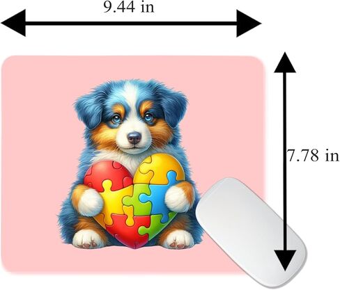 Mousepad لطيف الكلب التوحد Autism Heart Pad Pad Computer Accessories سطح المكتب Laptop Home Office Gaming Desk Computer Non Slip Rubber Dogs Lover Mousepad يكون الوعي بالتوحد (الراعي الأسترالي) in Kuwait
