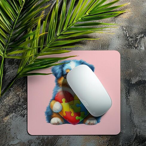 Mousepad لطيف الكلب التوحد Autism Heart Pad Pad Computer Accessories سطح المكتب Laptop Home Office Gaming Desk Computer Non Slip Rubber Dogs Lover Mousepad يكون الوعي بالتوحد (الراعي الأسترالي) in Kuwait