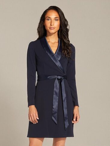 Adrianna Papell Women's Knit Crepe Tuxedo A-line Dress in Kuwait