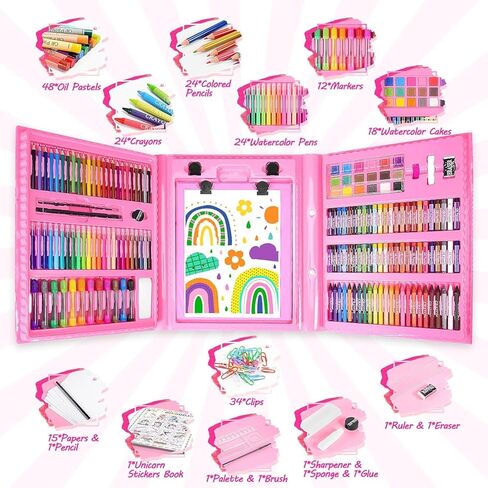 تشمل الإمدادات الفنية ، وفنون الفنون الفنية والحرف للأطفال من العمر 4-6 6-8 8-12 مع Trifold Easel ، وسادات رسم ، باستيل الزيت ، تلوين ، أقلام الرصاص ، رسمت من 3 إلى 12 عامًا فتيان ( in Kuwait