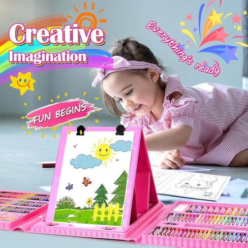 تشمل الإمدادات الفنية ، وفنون الفنون الفنية والحرف للأطفال من العمر 4-6 6-8 8-12 مع Trifold Easel ، وسادات رسم ، باستيل الزيت ، تلوين ، أقلام الرصاص ، رسمت من 3 إلى 12 عامًا فتيان ( in Kuwait