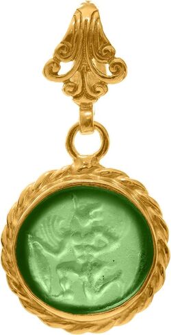 Aphrodite Goddess Signet Intaglio قلادة 24K Gold Vermeil 925 Sterling Silver Rope Twist Twist قلادة قلادة فضية مصنوعة يدويًا. in Kuwait