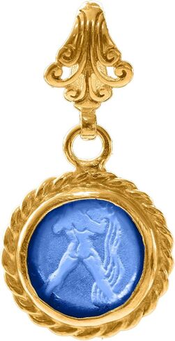 Aphrodite Goddess Signet Intaglio قلادة 24K Gold Vermeil 925 Sterling Silver Rope Twist Twist قلادة قلادة فضية مصنوعة يدويًا. in Kuwait