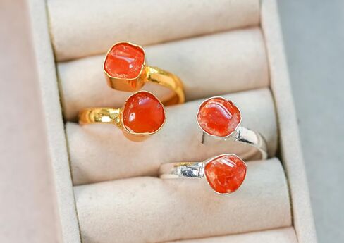 خاتم الأحجار الكريمة القابلة للتعديل Carnelian ، والنحاس الذهب أو الفضة المطلي بالفضة (مطلي بالذهب) in Kuwait