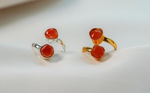 خاتم الأحجار الكريمة القابلة للتعديل Carnelian ، والنحاس الذهب أو الفضة المطلي بالفضة (مطلي بالذهب) in Kuwait